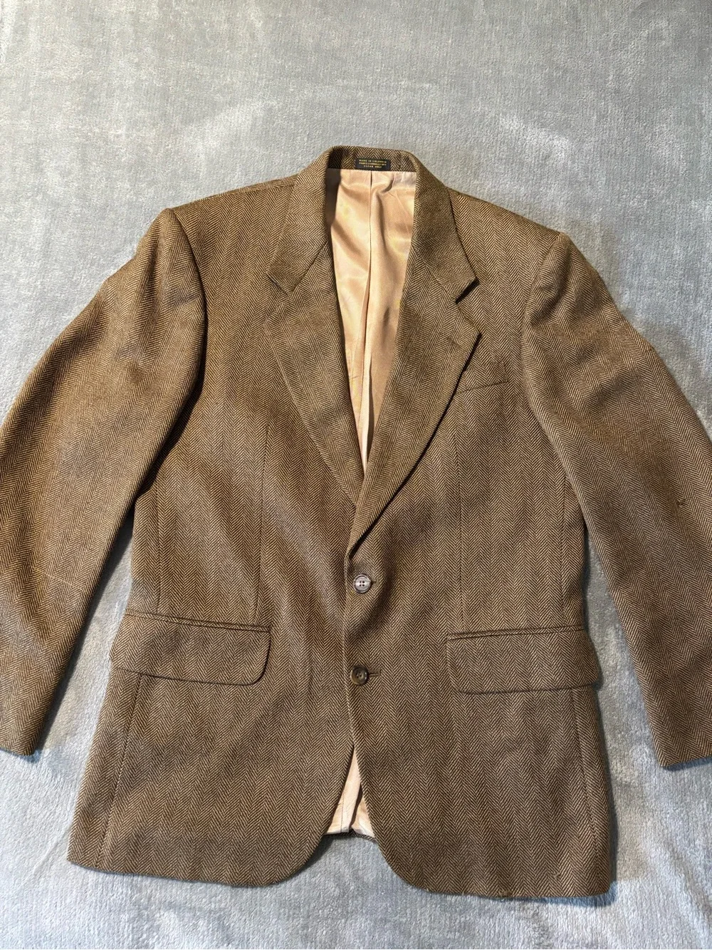 Oscar de la Renta Brown Herringbone Sport Coat